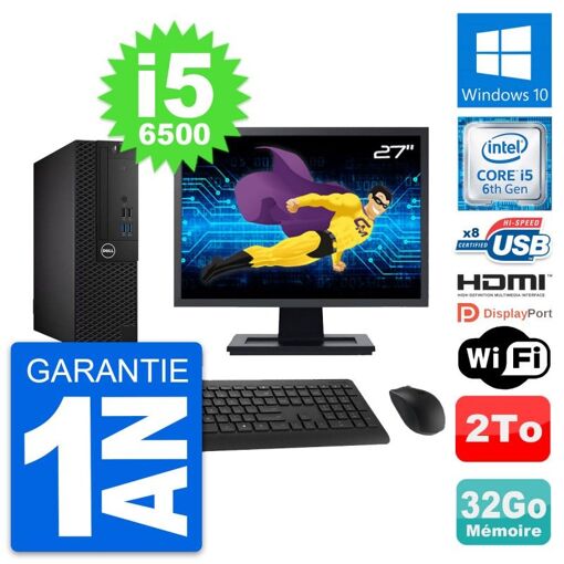 Computadora Dell OptiPlex 3050 SFF - Pantalla de 27', Core i5-6500, 32GB de RAM, 2TB HDD, HDMI