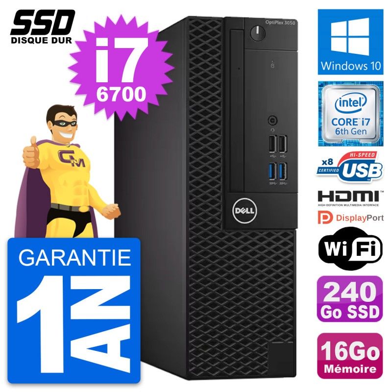 Dell OptiPlex 3050 SFF PC - Intel i7-6700, 16GB RAM, 240GB SSD, HDMI, WiFi