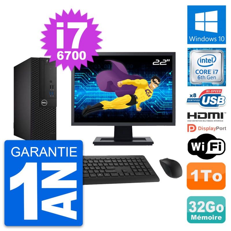 Dell OptiPlex 3050 SFF Computer - 22" Screen, Core i7-6700, 32GB RAM, 1TB HDD, HDMI