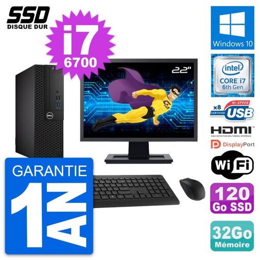 PC Dell OptiPlex 3050 SFF - Pantalla de 22', Intel i7-6700, 32GB de RAM, 120GB SSD