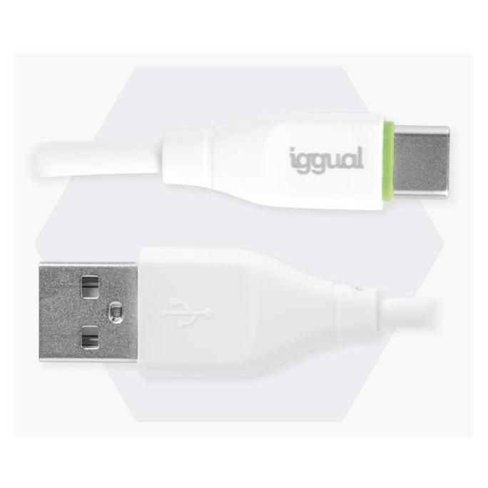 Cable USB Igual - 1 m, USB A a USB C 24 pines, 2 A, Blanco