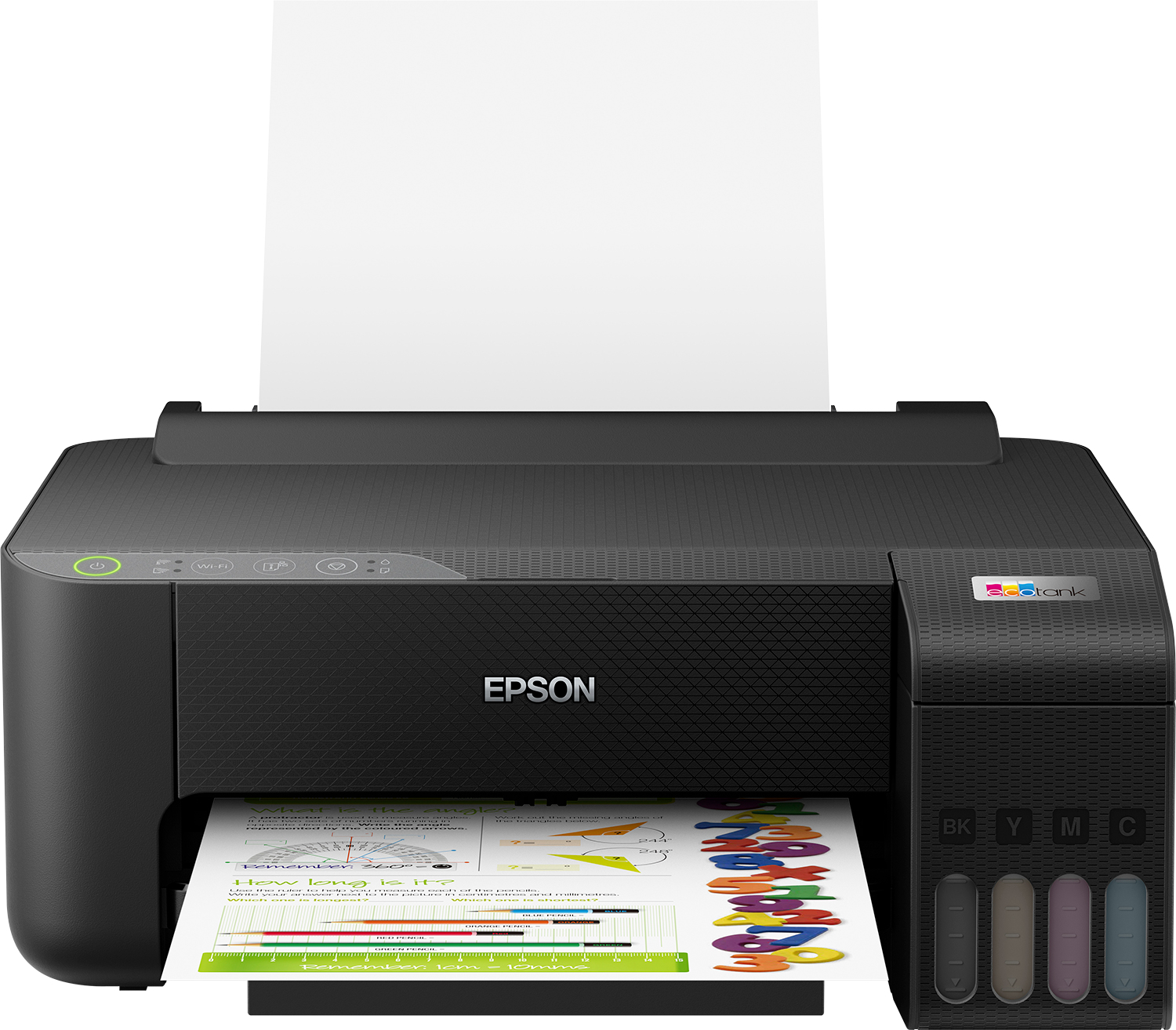 Epson EcoTank ET-1810 Printer - Color - Inkjet - Refillable - A4 - 5760 x 1440 dpi - Up to 10 ppm (Mono)/Up to 5 ppm (Color) - Capacity: 100 Sheets - USB, Wi-Fi - Black
