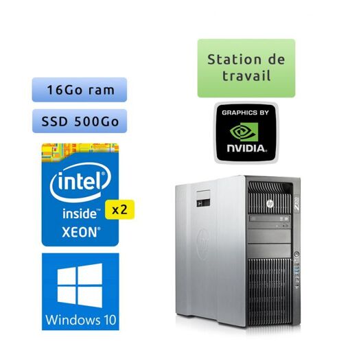 Estación de trabajo HP Z820 - Windows 10 - 2x Intel Xeon E5-2620 v0 16GB 500GB SSD