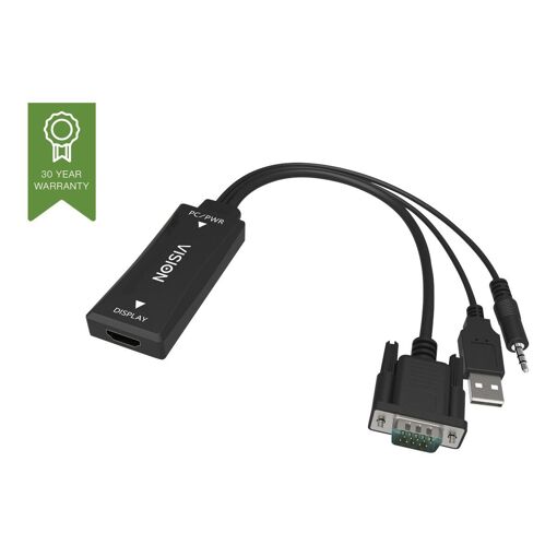 Convertisseur vidéo Vision Techconnect - VGA vers HDMI - Noir