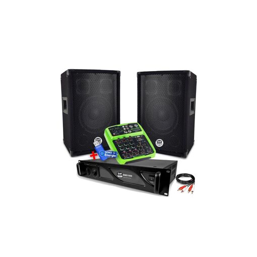 BM Sonic Pack: 2 BMS08 1000W Speakers + BMS1000 Amplifier + Mini4 Mixer with USB 32GB