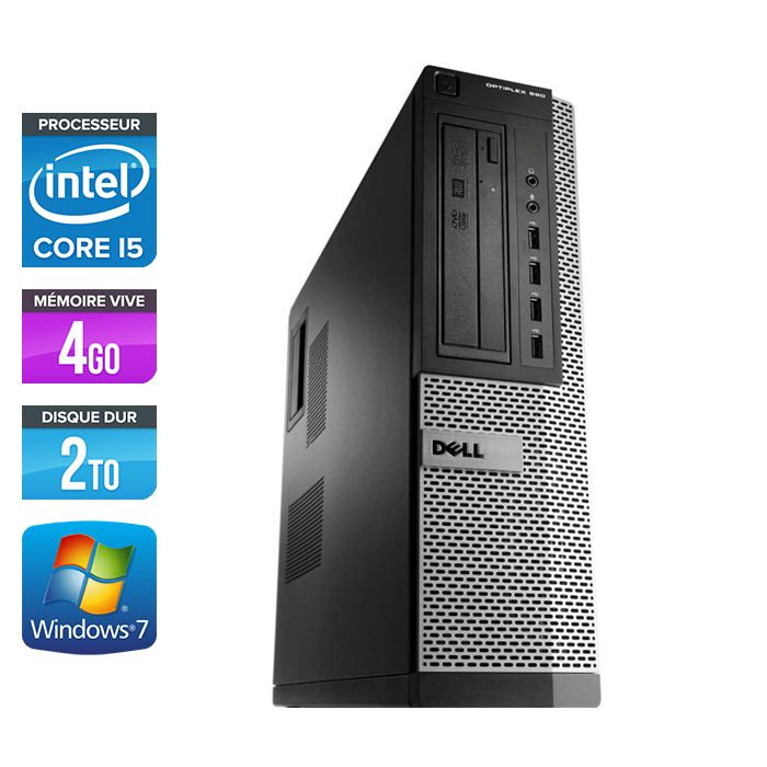 Dell Optiplex 790 Desktop - Intel Core i5-2400 / 3.1 GHz - 4GB RAM - 2TB HDD - DVDRW - Gigabit Ethernet - Windows 7 Pro