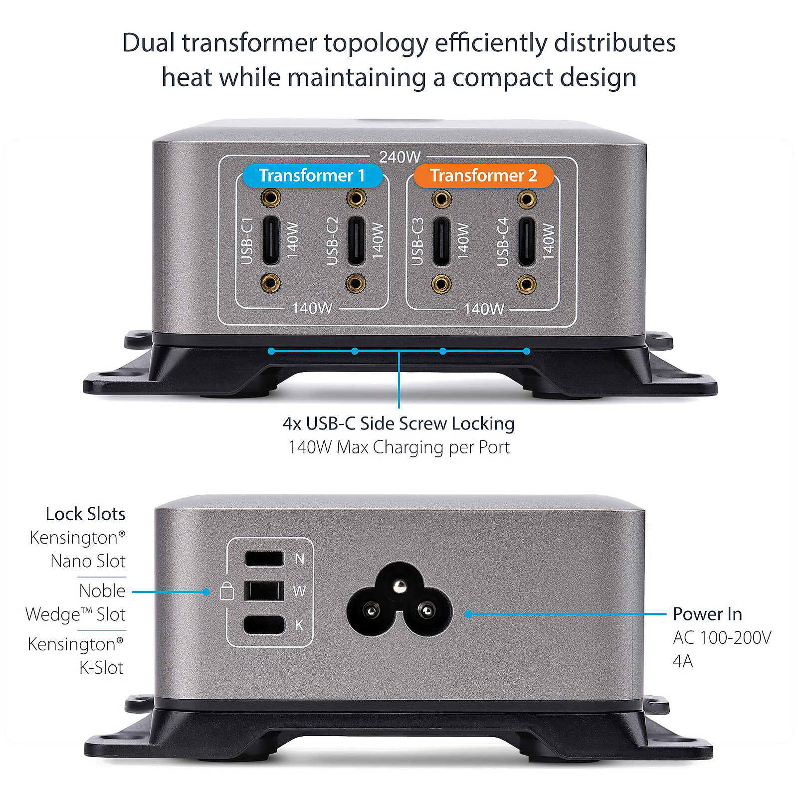 Chargeur multi-appareils StarTech.com 4 ports USB-C