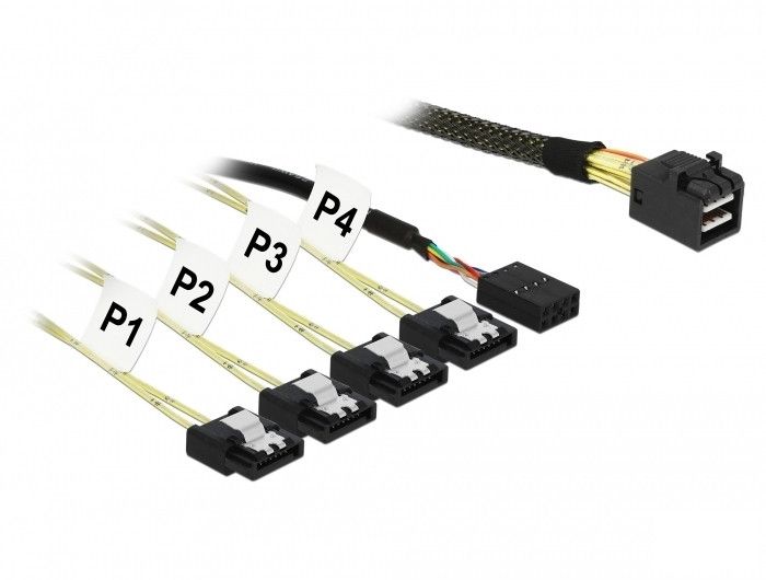 Delock 85732 SAS Cable, 1m, Black/Green