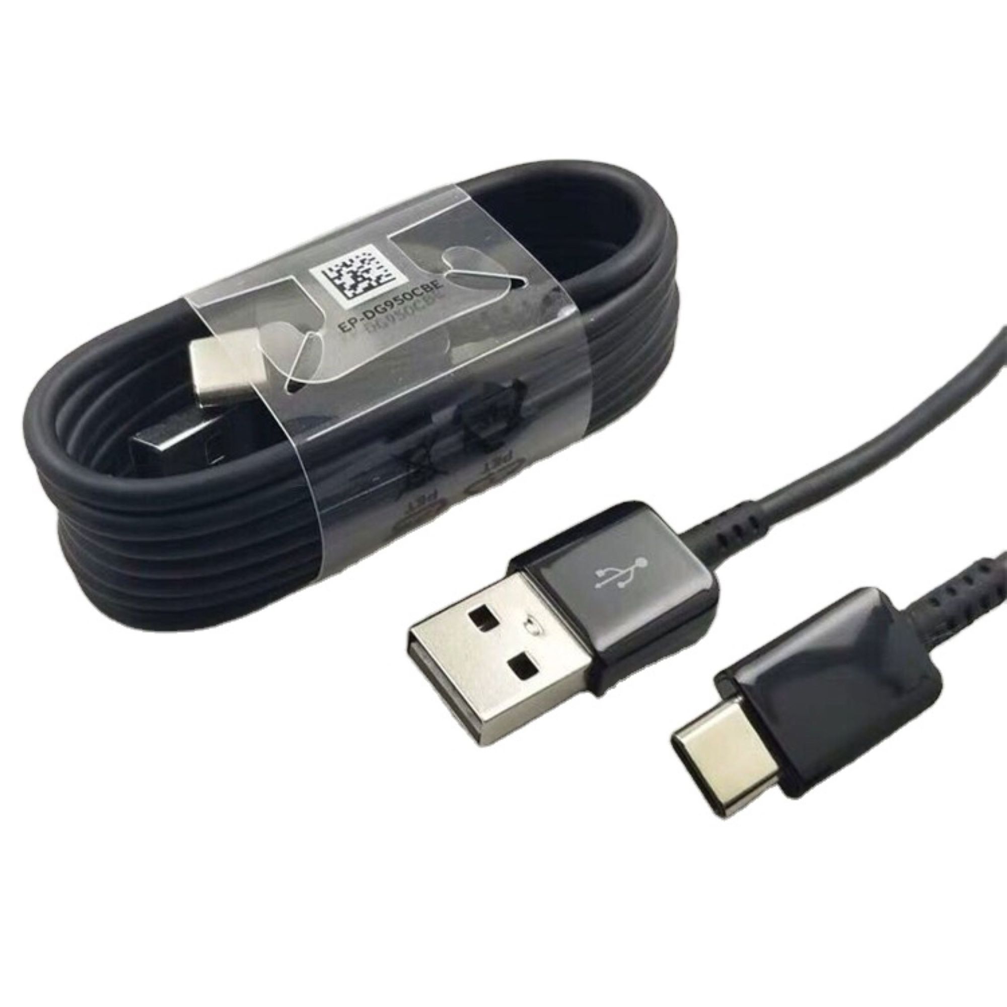 Câble USB-A vers USB-C noir de 120 cm avec charge rapide de 15 W, compatible Samsung