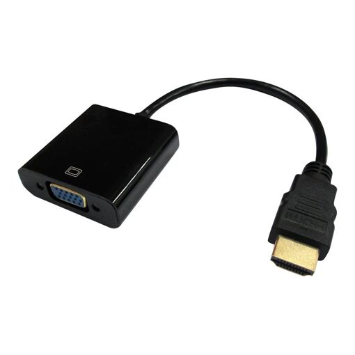 DLH Audio/Video Adapter - HDMI Male to HD-15 (VGA), Mini Jack, Micro-USB Type B (Power Only) Female - 6.3 inches - Black - Supports 1920x1080 at 60Hz