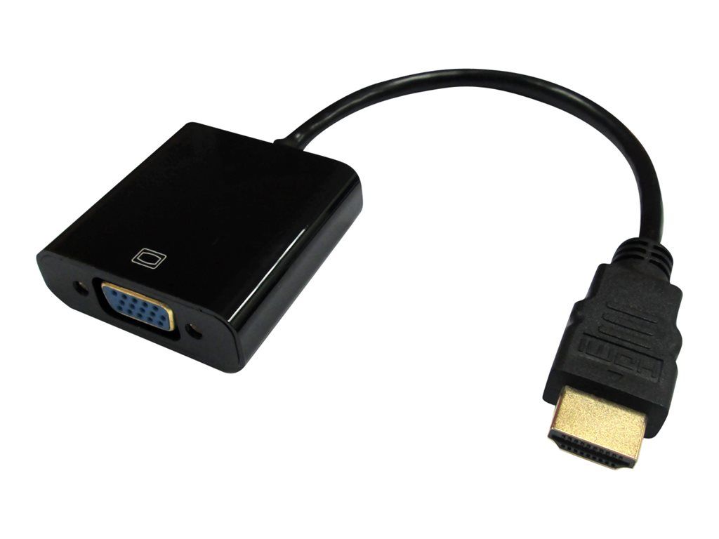 DLH Audio/Video Adapter - HDMI Male to HD-15 (VGA), Mini Jack, Micro-USB Type B (Power Only) Female - 6.3 inches - Black - Supports 1920x1080 at 60Hz