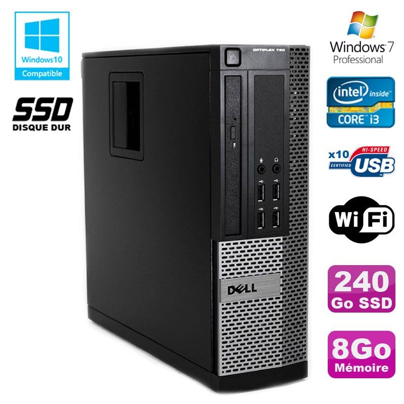 Dell Optiplex 790 SFF PC - Intel Core i3, 8GB RAM, 240GB SSD, WiFi, Windows 7 Pro