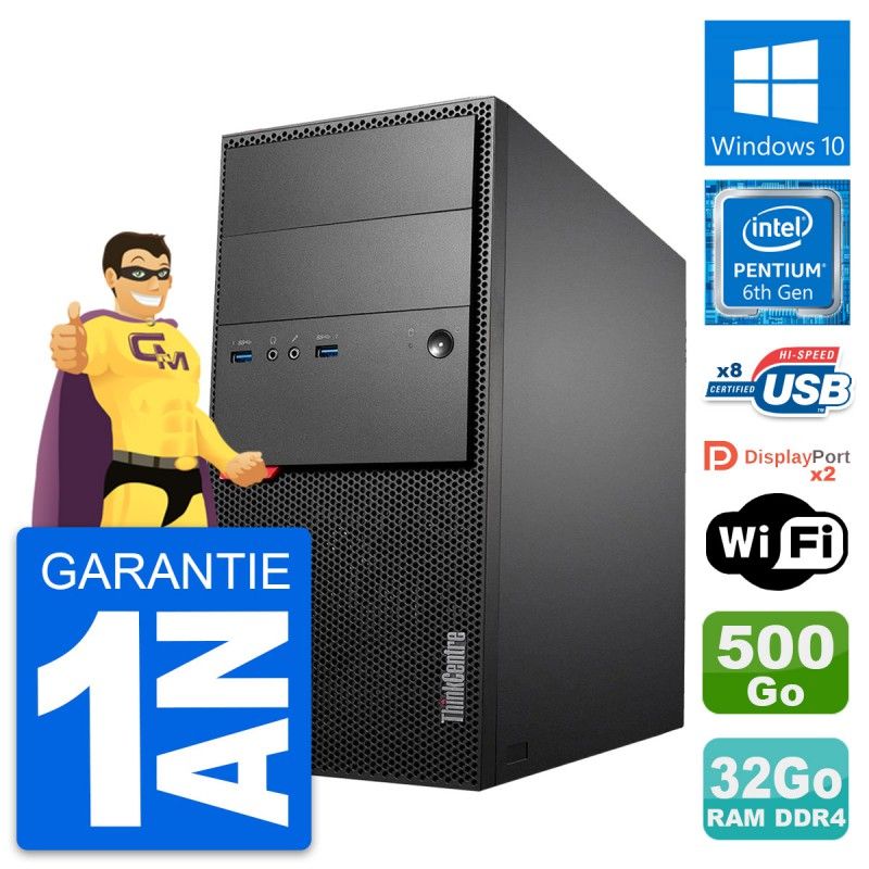 Lenovo ThinkCentre M800 Desktop PC - Intel Pentium G4400, 32GB RAM, 500GB HDD, Windows 10, WiFi