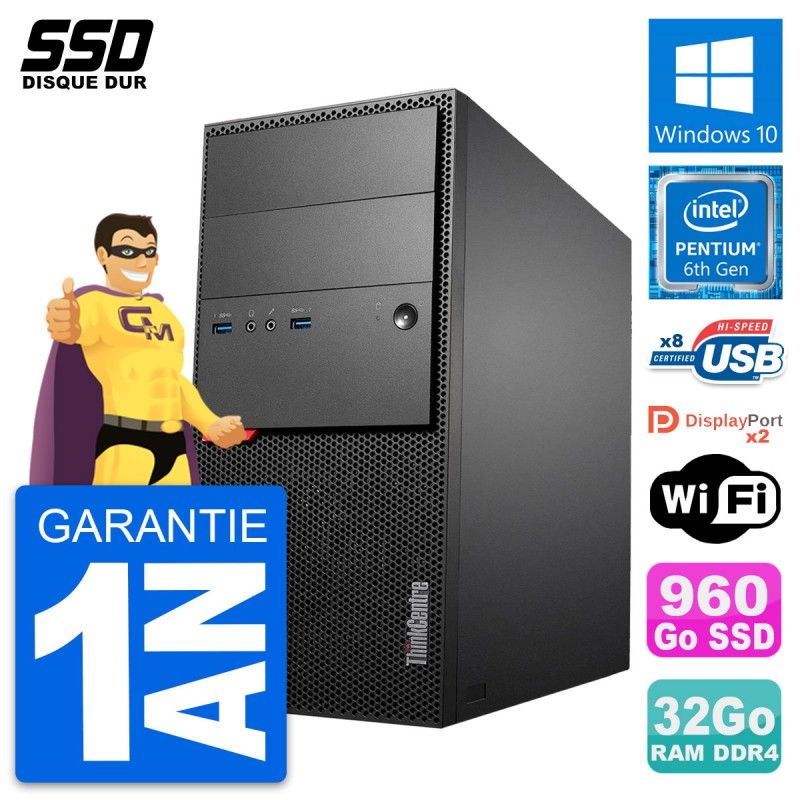 Lenovo ThinkCentre M800 Desktop Computer - Intel G4400, 32GB RAM, 960GB SSD, Windows 10, WiFi