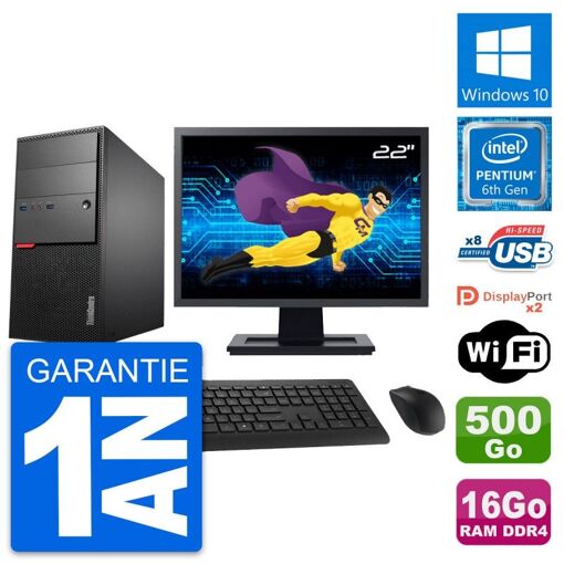 Computadora de escritorio Lenovo ThinkCentre M800, pantalla de 22'', procesador Intel G4400, 16 GB de RAM, 500 GB HDD, Windows 10, WiFi