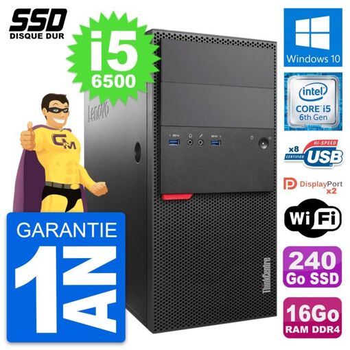 PC de escritorio Lenovo ThinkCentre M800 - Intel i5-6500, 16GB de RAM, 240GB SSD, Windows 10, WiFi