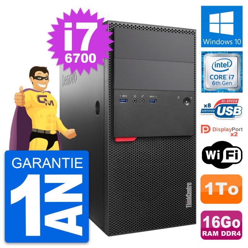 Lenovo ThinkCentre M800 Core i7-6700 16GB RAM 1TB HDD Windows 10 WiFi Desktop Computer