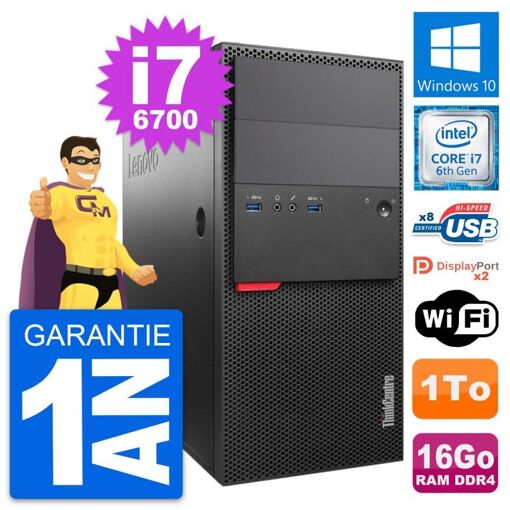 Computadora de escritorio Lenovo ThinkCentre M800 Core i7-6700 16GB RAM 1TB HDD Windows 10 WiFi