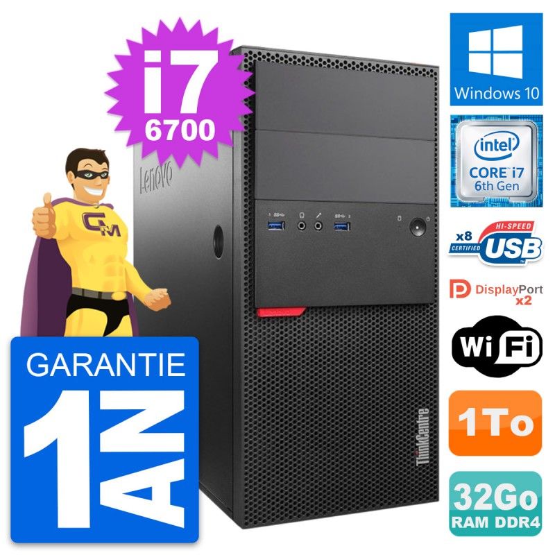Lenovo ThinkCentre M800 Core i7-6700 32GB RAM 1TB Windows 10 WiFi Desktop PC