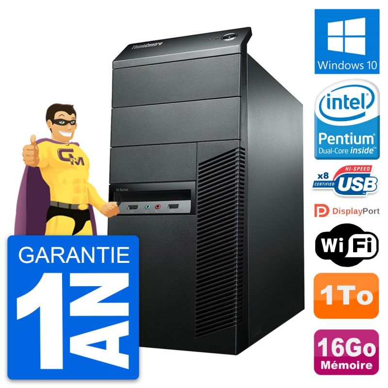 Lenovo ThinkCentre M92p Desktop Computer - Intel G2020, 16GB RAM, 1TB HDD, Windows 10, WiFi