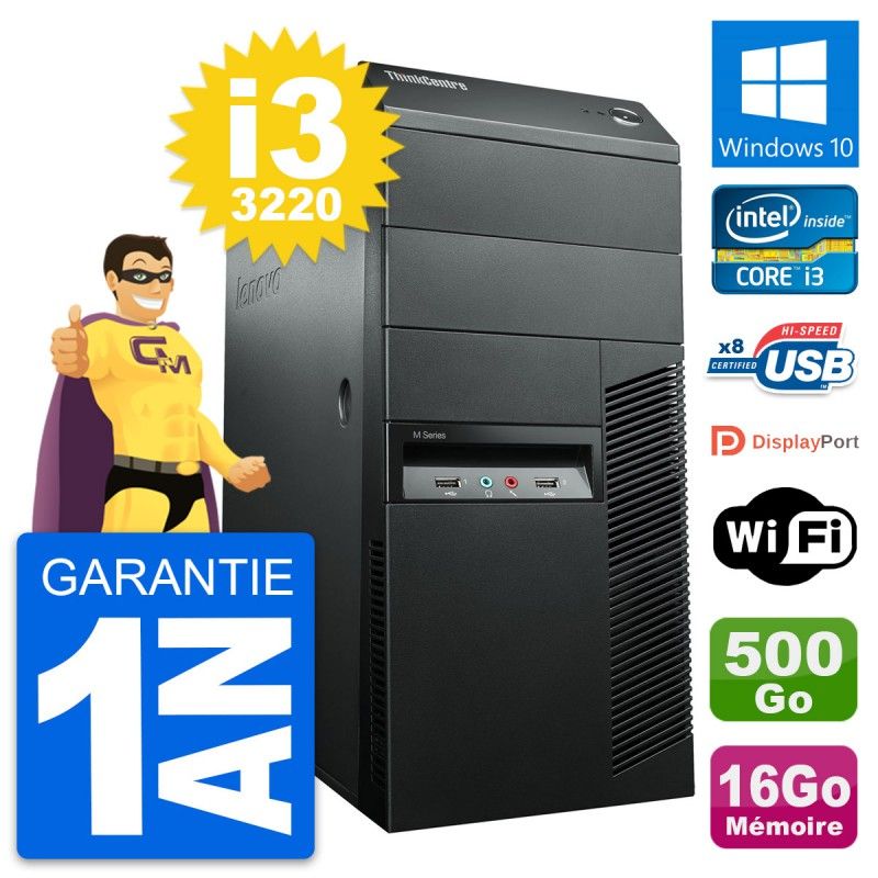 Lenovo ThinkCentre M92p i3-3220 16GB RAM 500GB HDD Windows 10 WiFi Desktop PC