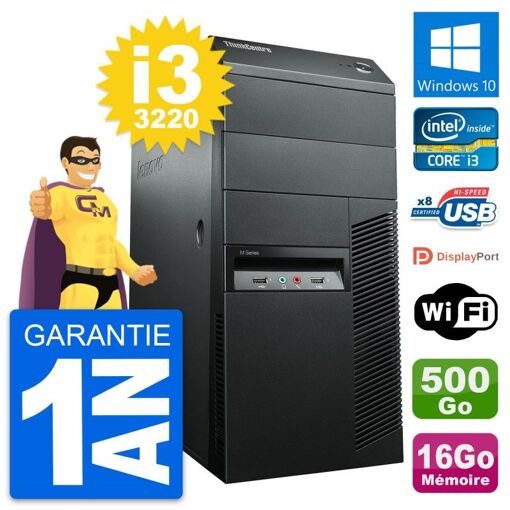 PC de escritorio Lenovo ThinkCentre M92p i3-3220 16GB RAM 500GB HDD Windows 10 WiFi