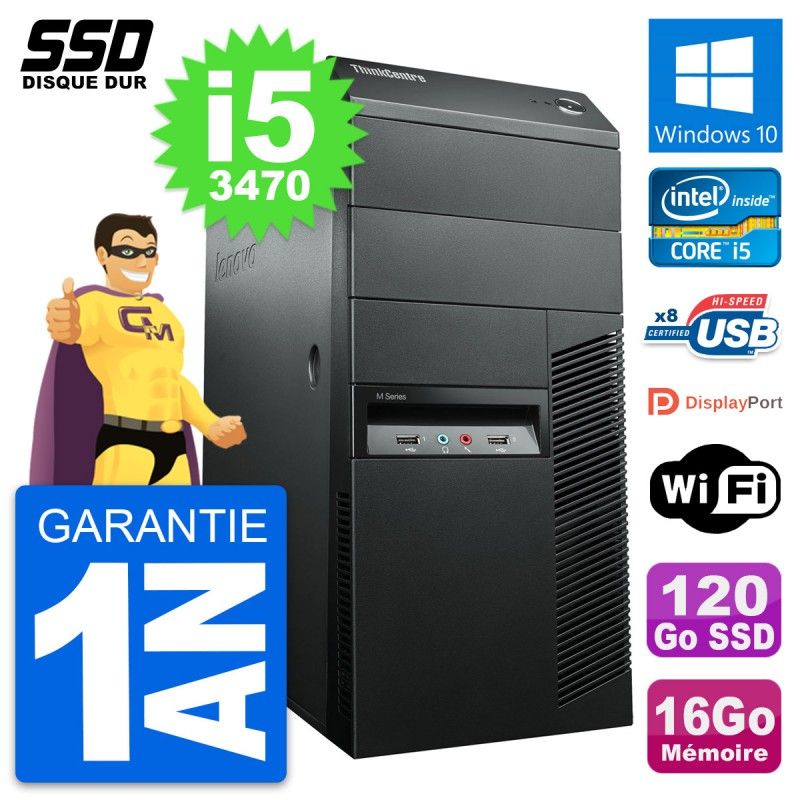 Lenovo ThinkCentre M92p Intel i5-3470 16GB RAM 120GB SSD Windows 10 Wi-Fi Desktop PC