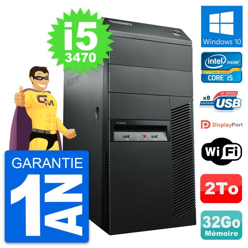 Lenovo ThinkCentre M92p Core i5-3470 32GB RAM 2TB HDD Windows 10 WiFi Desktop Computer