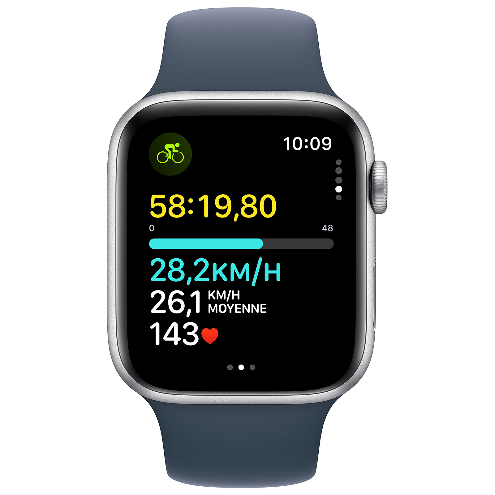 Apple Watch SE GPS + Cellular (2023) Silver Aluminium Sport Band Storm Blue 44 mm - M/L