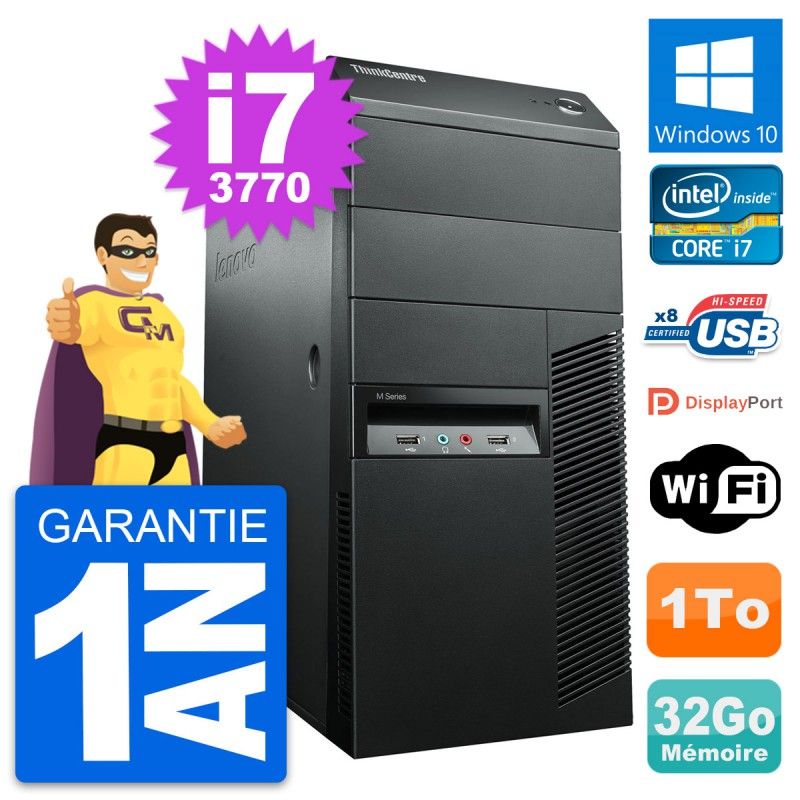 Lenovo ThinkCentre M92p Core i7-3770 32GB RAM 1TB HDD WiFi PC