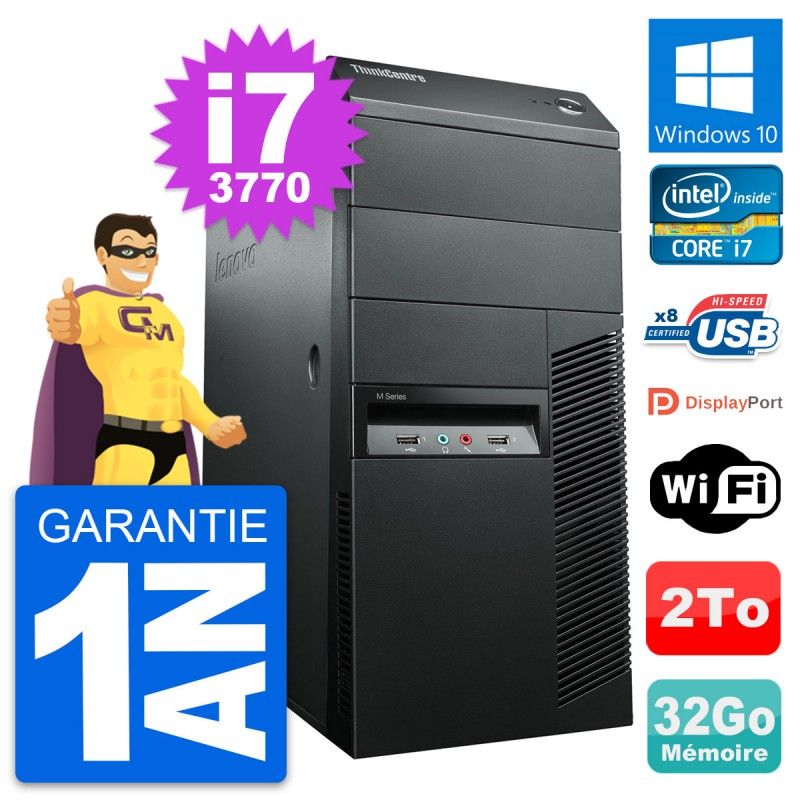 Lenovo ThinkCentre M92p Core i7-3770 32GB RAM 2TB HDD Windows 10 WiFi Desktop PC