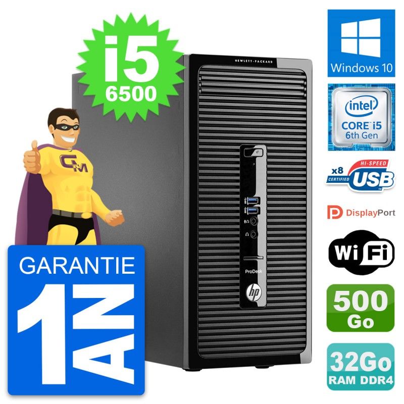 HP ProDesk 400 G3 MT - Intel Core i5-6500, 32GB RAM, 500GB HDD, WiFi