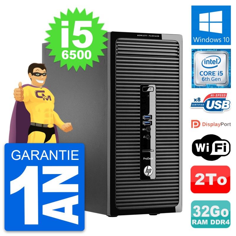 HP ProDesk 400 G3 MT - Intel Core i5, 32GB RAM, 2TB HDD, Windows 10, WiFi