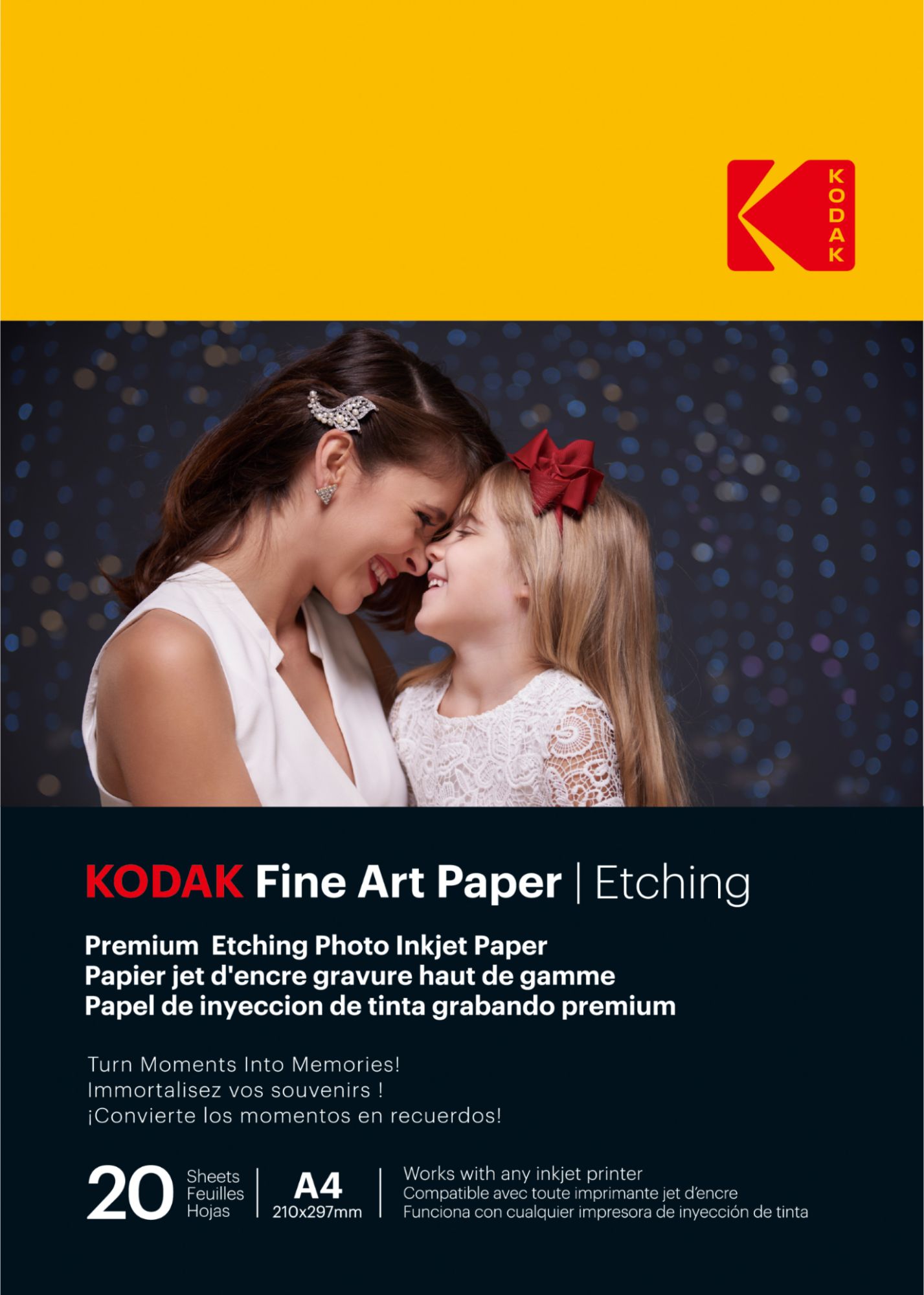 Kodak Fine Art Paper / Etching - 20 A4 (21x29.7cm) Matte Finish Photo Paper, 210gsm, Inkjet Compatible