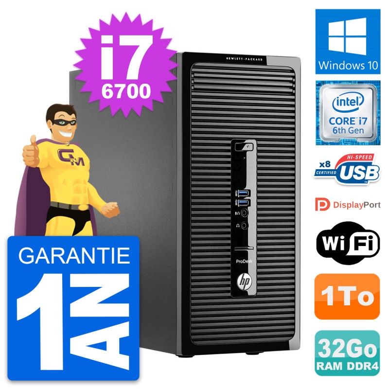 HP ProDesk 400 G3 MT Desktop PC - Intel i7-6700, 32GB RAM, 1TB Storage, Windows 10