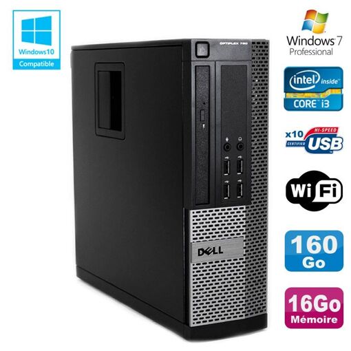 PC de escritorio Dell Optiplex 790 SFF - Procesador Intel Core i3-2120, 3,3 GHz, 16 GB DDR3, 160 GB SATA, WiFi, Windows 7 Profesional