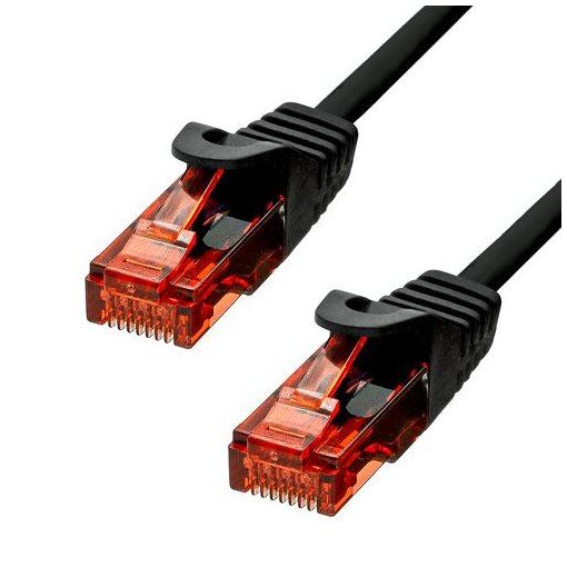 Cable de conexión ProXtend RJ-45 a RJ-45 - 10 m - 6 mm UTP CAT 6 - Sin halógeno, sin gancho, bloqueado - Negro