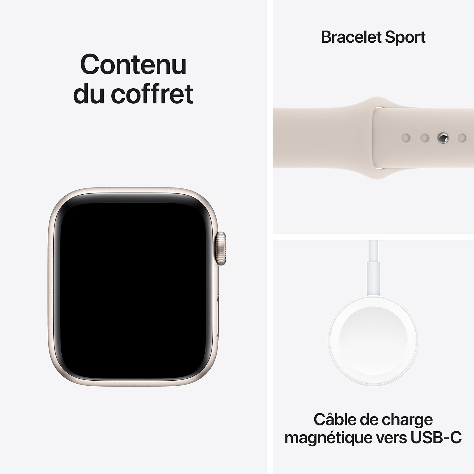 Apple Watch SE GPS (2023) Starlight Aluminium Sport Band 44 mm - M/L
