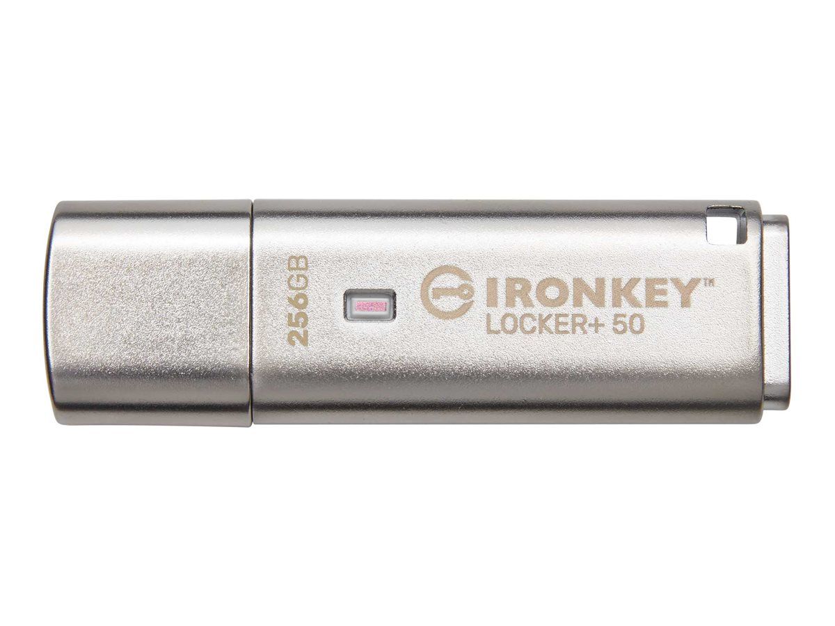 Memoria USB Kingston IronKey Locker+ 50 - Encriptada - 256 GB - USB 3.2 Gen 1 - Cumple con TAA