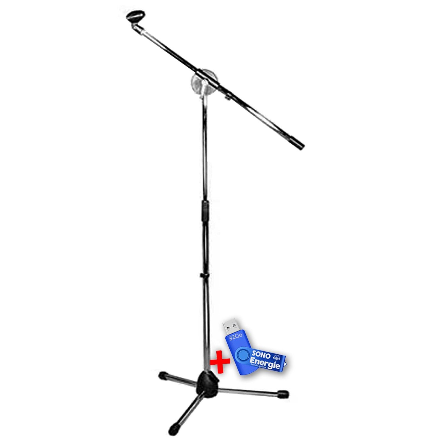 Kool Sound Telescopic Microphone Stand Chrome KMS-100-K+USB 32GB Key