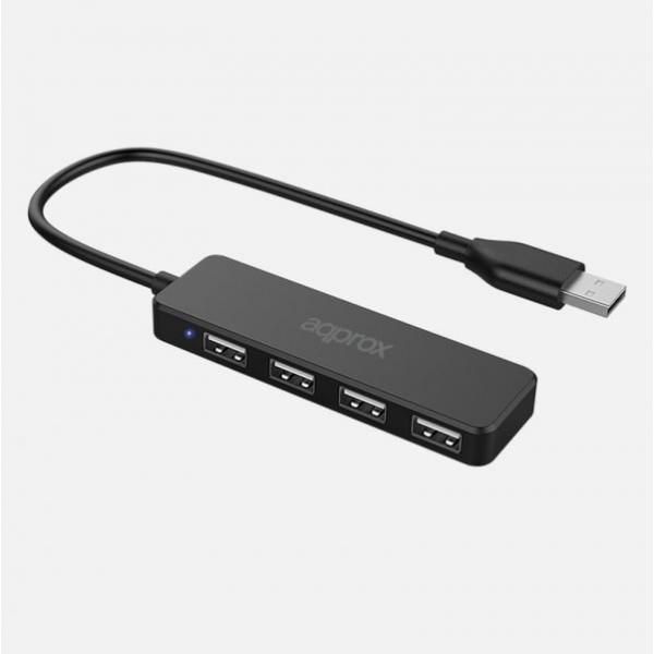 Approx APPC46 2.0 USB Hub & Adapter - Black (480 Mbps, 4 Ports)