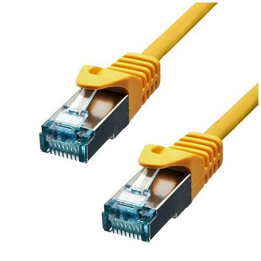 Cable de conexión ProXtend RJ-45 a RJ-45 - 1,5 m, 6 mm, SFTP, CAT 6a, IEEE 802.3at, Libre de halógeno, Moldeo, Bloqueo, Amarillo