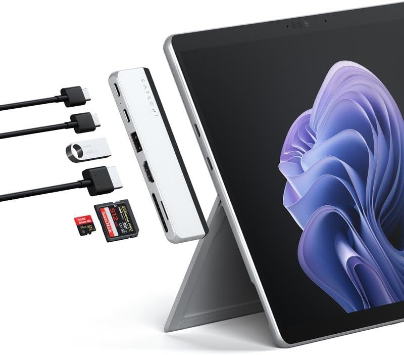 Hub USB-C doble de Satechi para Surface Pro 9 - 6 puertos con entrega de energía de 100 W