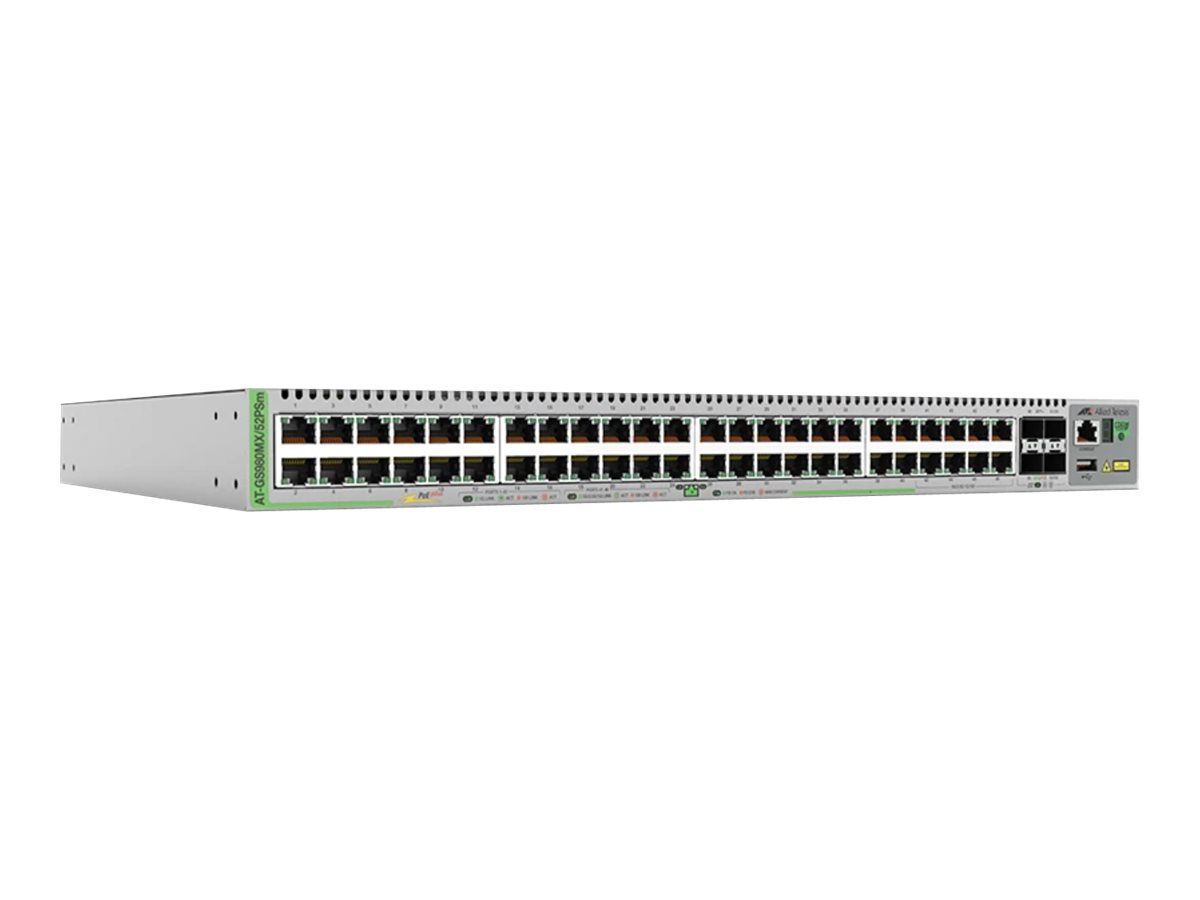 Allied Telesis CentreCOM AT-GS980MX/52PSM - Managed Switch - C3 - 40x PoE+ 10/100/1000 + 8x PoE+ 100/1000/2.5G/5G + 4x 1G/10G SFP+