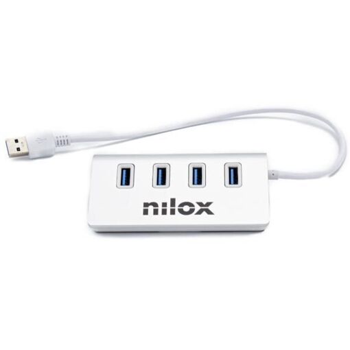 Hub y concentrador Nilox NX4HUB30 USB 3.2 Gen 1 (3.1 Gen 1) Tipo A 5000 Mbit/s Gris