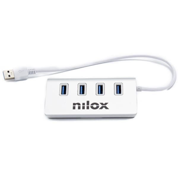 Nilox NX4HUB30 4-Port USB 3.2 Gen 1 Hub & Adapter - Gray