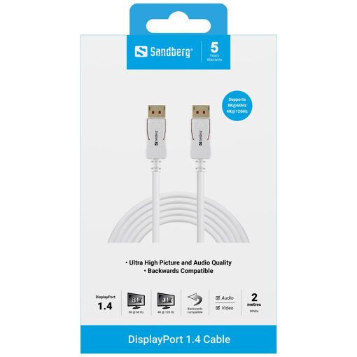 Câble Sandberg DisplayPort 1.4 8K60Hz de 2 mètres