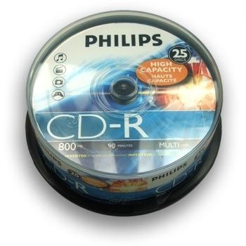 Philips CD-R Spindle - 25 Pack, 800MB, 90 Min