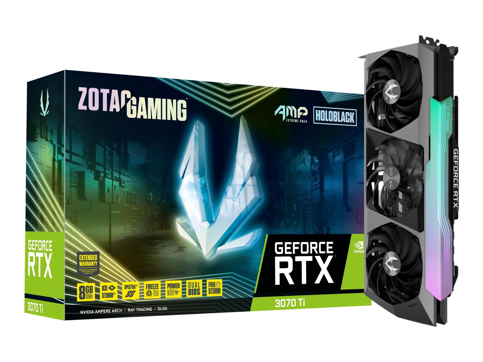 Carte graphique Zotac Gaming GeForce RTX 3070 Ti AMP Extreme Holo - GF RTX 3070 Ti - 8 Go GDDR6X - PCIe 4.0 x16 - 3 ports DisplayPort, HDMI
