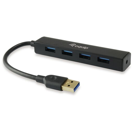 Hub y adaptador USB Equip 3.2 Gen 1 (3.1 Gen 1), Tipo A, 5 Gbps, Negro